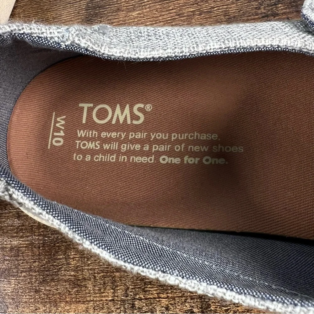 TOMS Altair Shoes Casual Slip On Gray Adjustable Strap Canvas Women's 10